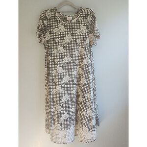 LuLaRoe Julia T-shirt‎ Dress Black & White with Roses Size Small